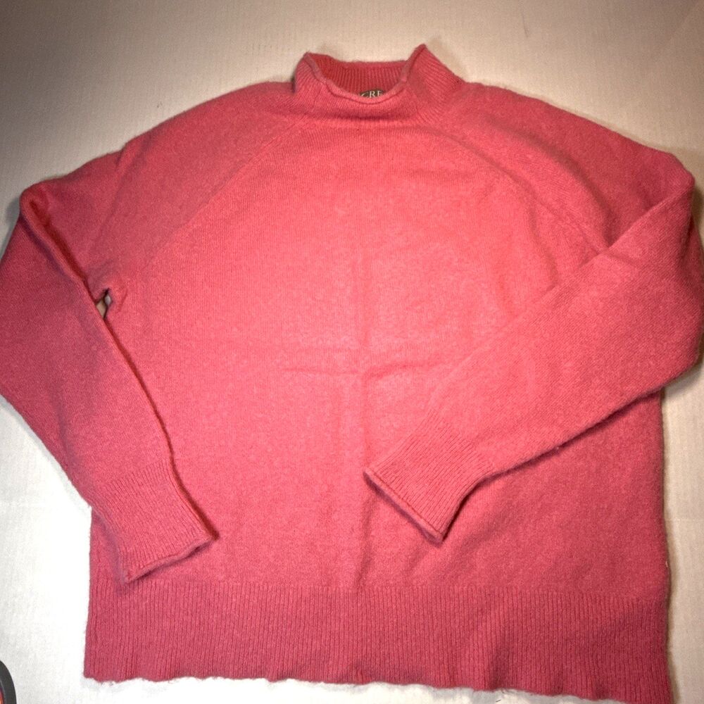 J Crew women’s Pink Merino Wool Alpaca Blend roll neck pullover sweater size M